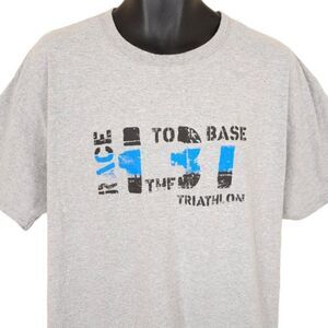 H3T Race To The Base Triathlon T Shirt Mens Size XL Gray Hawaii Law Enforcement